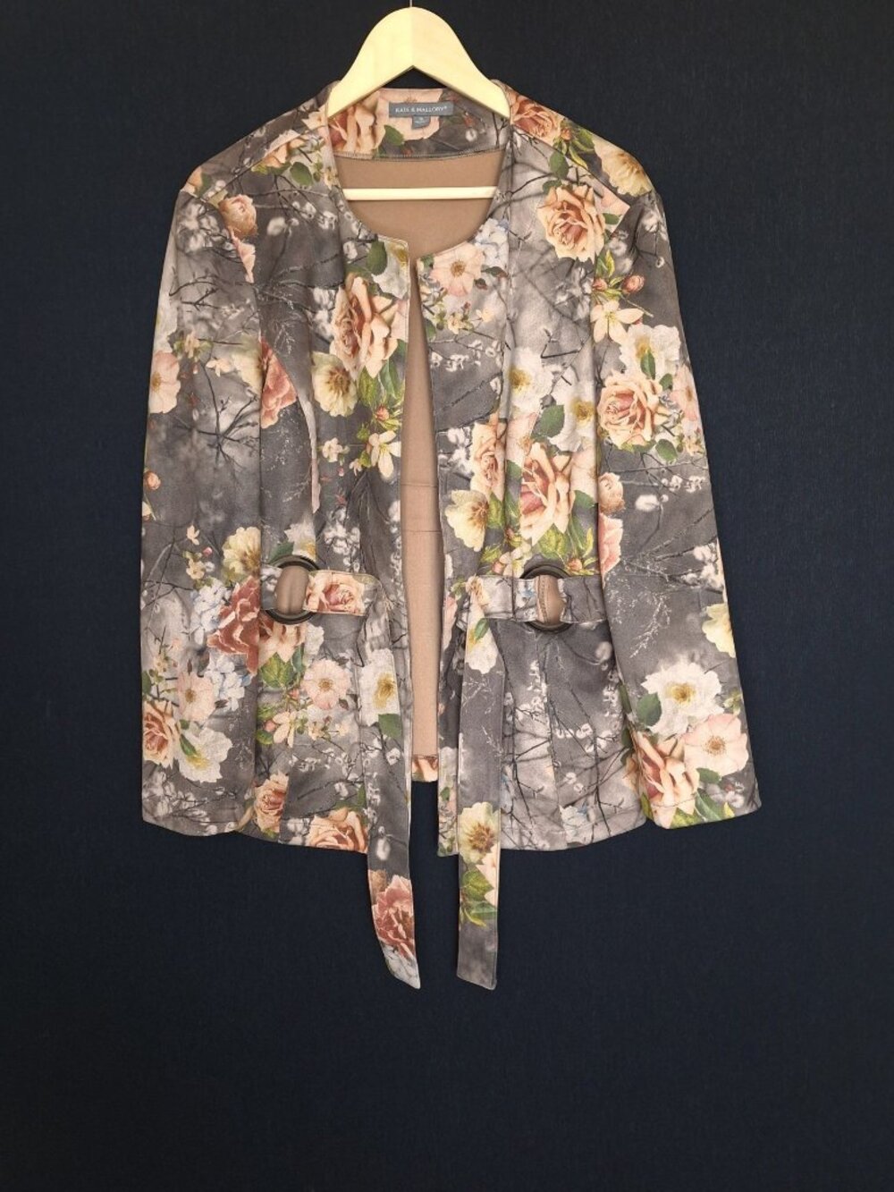 💙 Kate & Mallory Floral Open Front Faux Suede Soft Size XL Jacket Cardigan